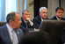Председатель правления "Роснефти" Игорь Сечин, мэр Москвы Сергей Собянин и губернатор Тульской области Владимир Груздев на российско-китайских переговорах в государственной резиденции "Сицзяо"