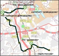 Схема прохождения пилотных веток скоростного трамвая на юге Московского региона