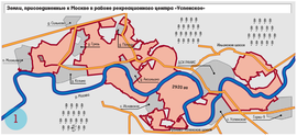 Земли, присоединенные к Москве в районе рекреационного центра "Успенское"