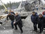 Премьер-министр Владимир Путин и глава МЧС Сергей Шойгу на развалинах шахты Распадская, 11 Мая 2010