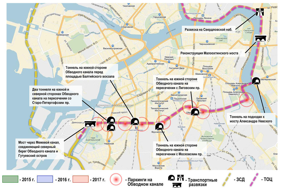 Окупить часть затрат на тоннели и мосты ЛСР расчитывает за счет платных парковок на Обводном канале
