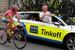 Капитан российской команды Tinkoff-Saxo испанский гонщик Альберто Контадор в этом году победил на многодневных гонках Giro d’Italia и на Route du Sud — la Dеpеche du Midi. Контадор собирался повторить свой успех и на Tour de France, но не смог противостоять феноменальному уровню подготовки Криса Фрума из команды Sky. Велосипед: Specialized S-Works Tarmac. На фото владелец Tinkoff- Saxo Олег Тиньков приветствует велогонщика