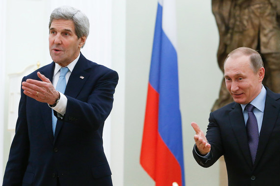 Госсекретарь США Джон Керри и президент России Владимир Путин