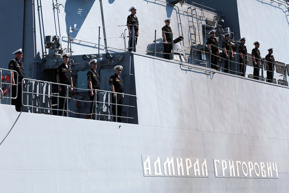 Фрегат «Адмирал Григорович» на месте постоянного базирования в Севастополе