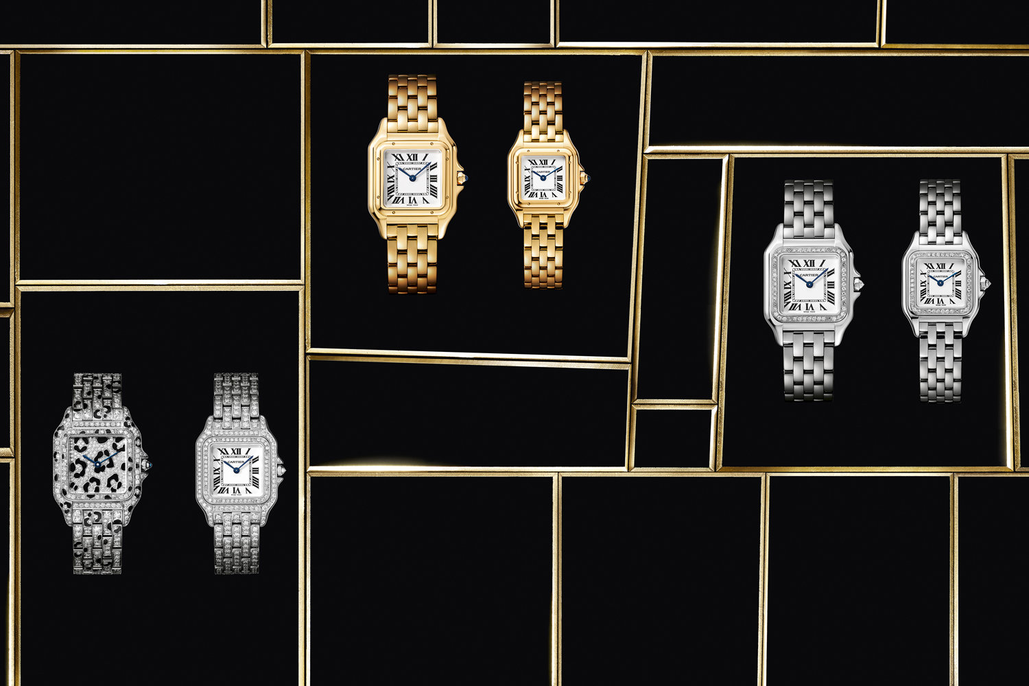 Среди 12-ти вариаций новых женских часов Panthère de Cartier имеется модель из белого золота с «хищными» пятнышками из оникса