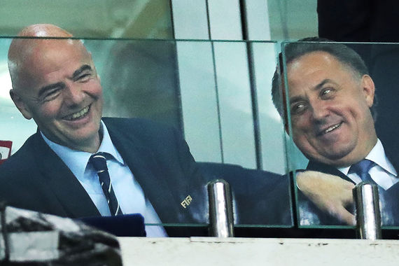 Президент FIFA Джанни Инфантино и президент РФС Виталий Мутко