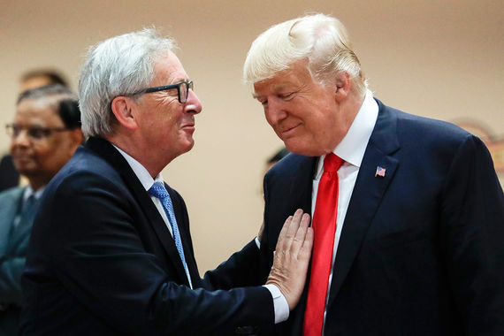 Председатель Еврокомиссии Жан-Клод Юнкер и президент США Дональд Трамп