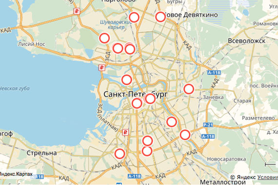 Массовая эвакуация в Петербурге. Карта