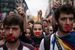 2 октября 2017 г. В Барселоне прошел студенческий митинг против жестких действий полиции в день голосования на референдуме о независимости Каталонии