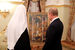 Президент Владимир Путин поздравил патриарха Кирилла с днем рождения, пожелал ему поменьше работать и подарил картину «Успенский собор Кремля» художника Владимира Лаповка, сообщила пресс-служба Кремля. Патриарху 20 ноября 2017 г. исполнился 71 год