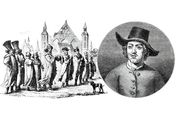 Великое посольство, гравюра современника. Портрет Петра I в одежде голландского матроса