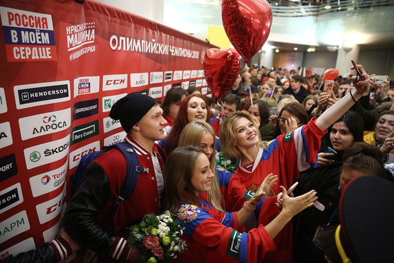 Как встретили российских олимпийцев в Москве