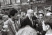 24 августа 1989 г. Народный депутат РСФСР, председатель Кемеровского областного совета народных депутатов Аман Тулеев и председатель Верховного совета РСФСР Борис Ельцин во время посещения шахтерских бараков
