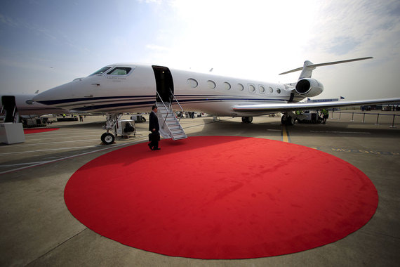 Бизнес-джет Gulfstream G650 на авиационной выставке