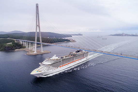 Круизный лайнер MSC Splendida заходил в порт Владивостока в августе этого года