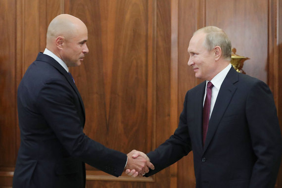 Президент Владимир Путин и временно исполняющий обязанности губернатора Липецкой области Игорь Артамонов