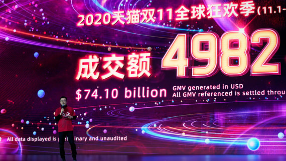 Продажи Alibaba в День холостяка превысили $74 млрд