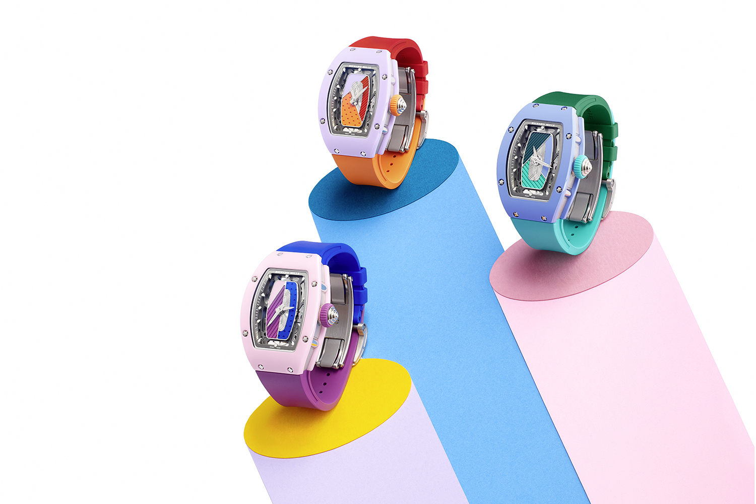 Дизайн часового трио RM 07-01 Coloured Ceramics вдохновлен современной архитектурой ар-деко в Майами