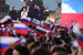 Главы ЛНР и ДНР Леонид Пасечник и Денис Пушилин (крайние справа) на Красной площади
