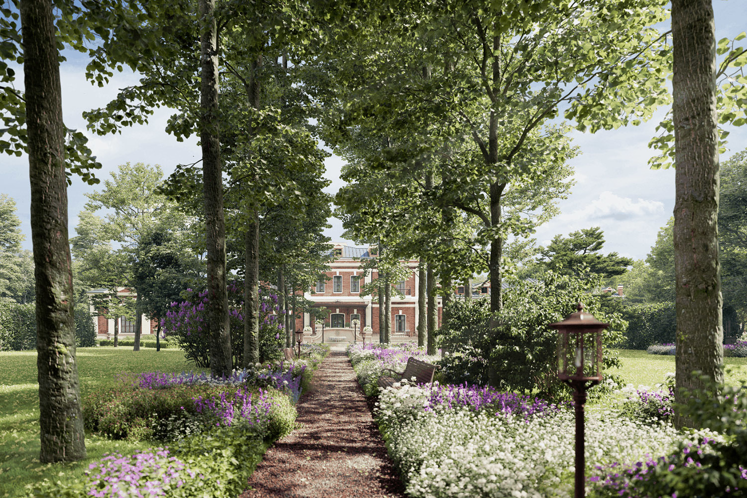 Так будет выглядеть липовая аллея в городской усадьбе, расположенной в Орлово-Давыдовском переулке Москвы