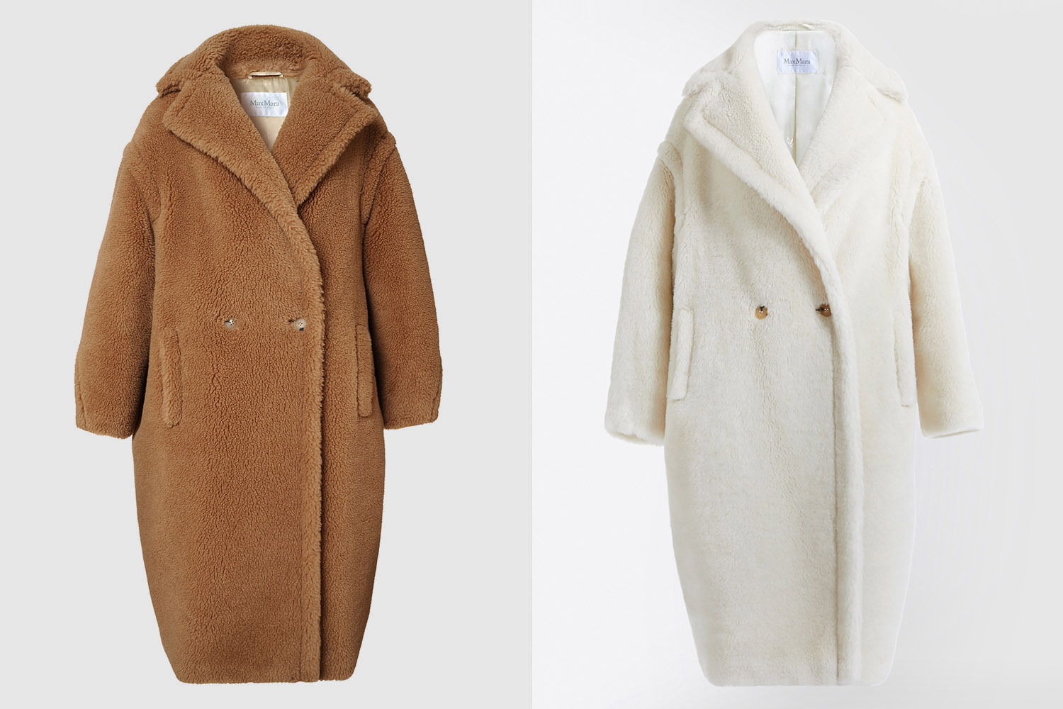 К юбилею знакового пальто разработана модель Sparkling Teddy Coat. Она выполнена в двух цветах – белом и цвете верблюжьей шерсти