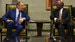 Министр иностранных дел России Сергей Лавров и президент Южно-Африканской Республики (ЮАР) Сирил Рамафоза (справа) во время встречи