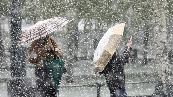 В Москве второй день подряд идет майский снег