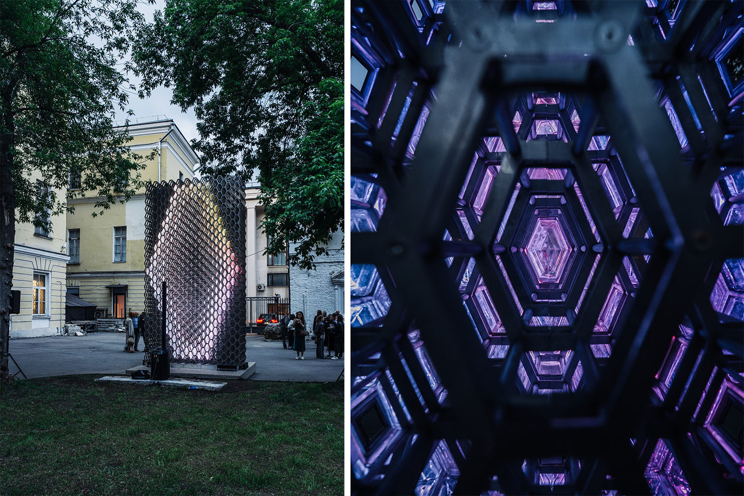 Инсталляция из 348 старинных стеклоблоков фальконье установлена во дворе Государственном музее архитектуры имени А.В. Щусева