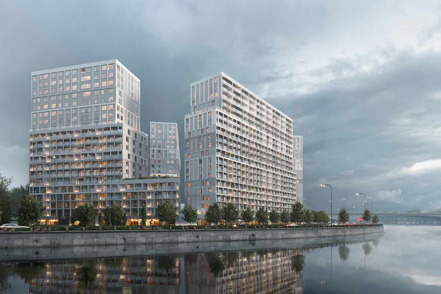 Городской квартал бизнес-класса Først выполнен в скандинавской эстетике и призван напоминать горожанам о скандинавских фьордах