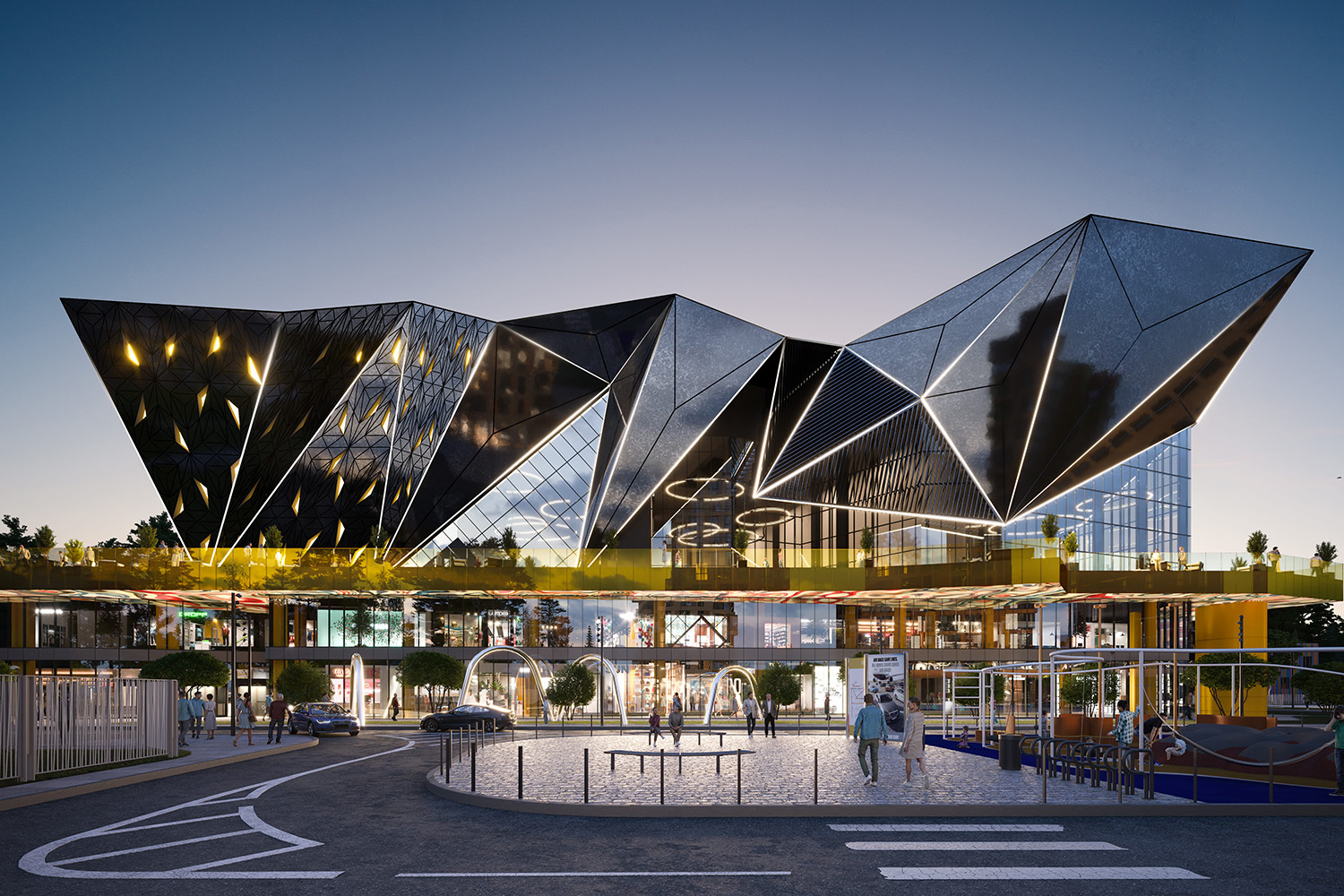 Одно из зданий ЖК RDD в Новой Москве выполнено в форме кристалла цвета обсидиана