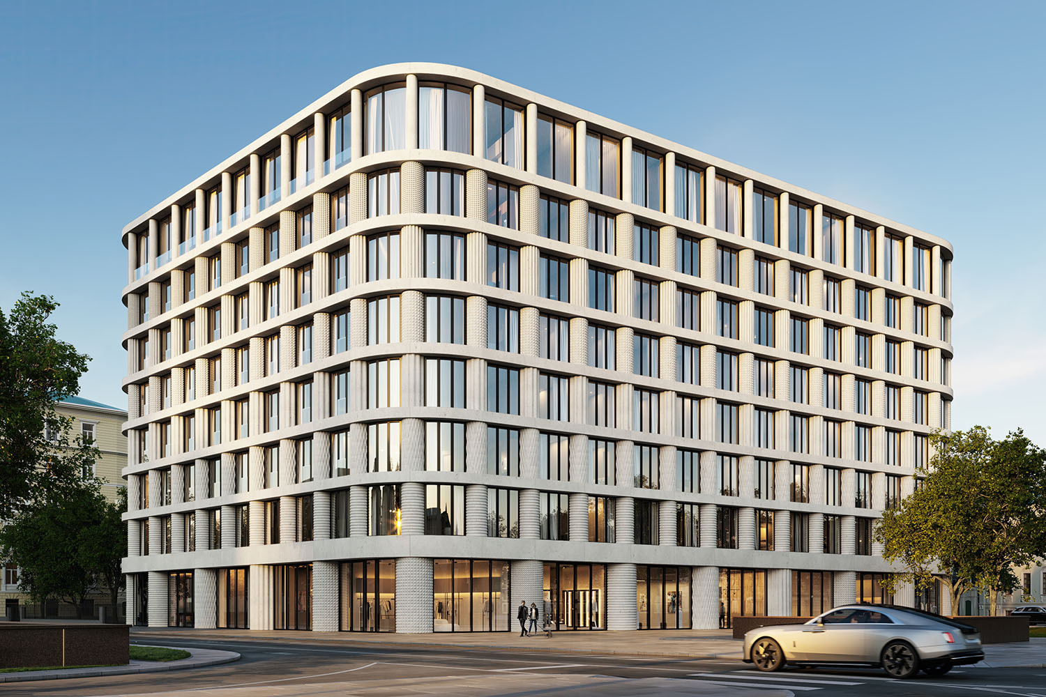 Структура фасада вдохновлена идеями модернизма