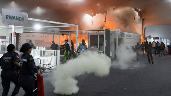 На климатической конференции ООН в Бразилии произошел пожар